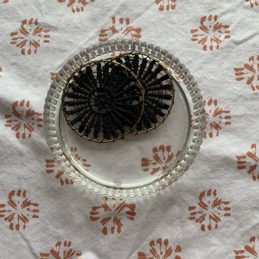 {3/$15} Gold and Black Rounded Crochet Earrings
